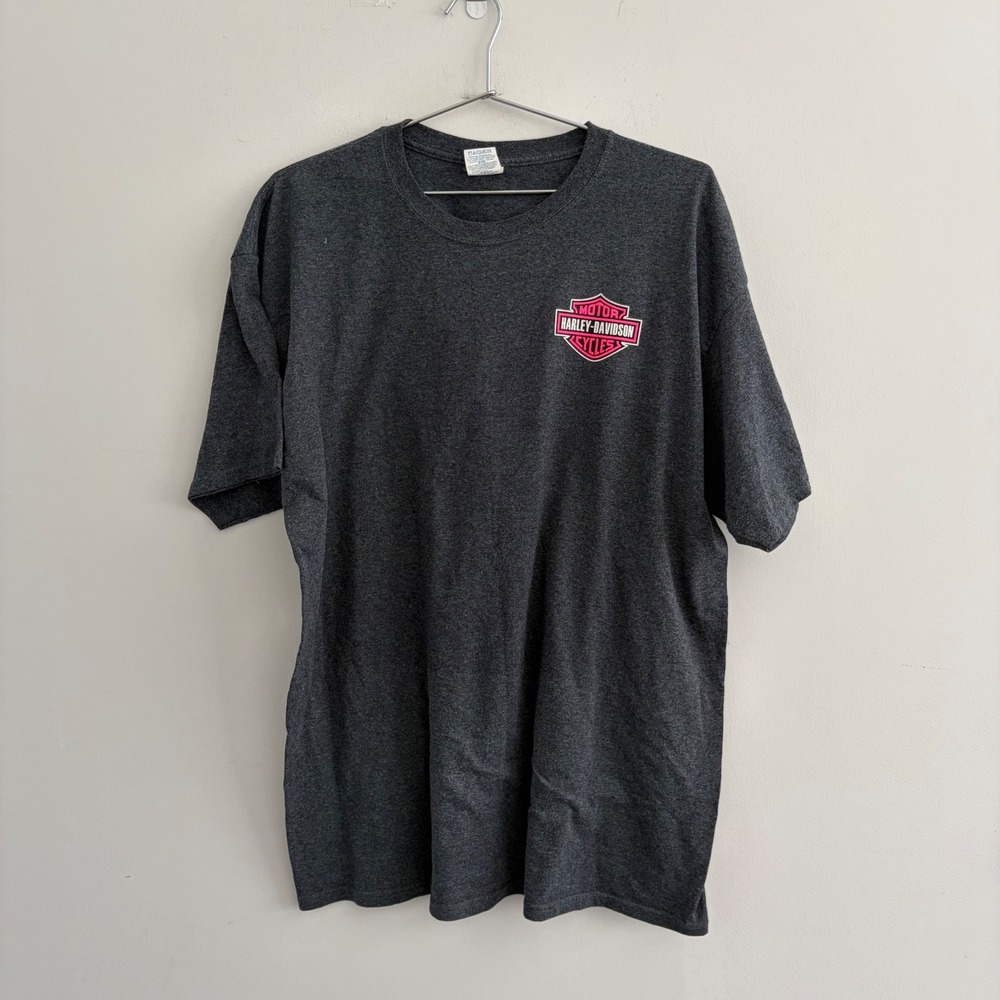Harley-Davidson Womens XL Gray Pink Winged Logo Graphic T-Shirt Jerzees